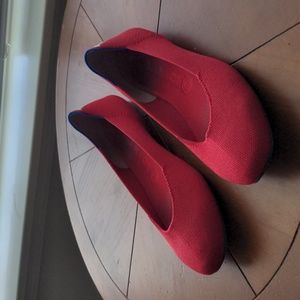 Rothy's red canvas shoes